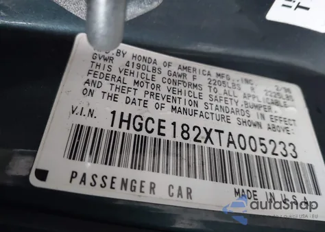 1996 Honda Accord Lx z USA, uszkodzony, nr VIN 1HGCE182XTA005233